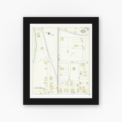 Old map wall art mockup — black gallery frame with white mat — Sanborn Fire Insurance Map from Duryea, Luzerne County, Pennsylvania (1914), Sheet #0003