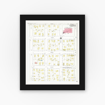 Old map wall art mockup — black gallery frame with white mat — Sanborn Fire Insurance Map from Harlan, Shelby County, Iowa (1918), Sheet #0005