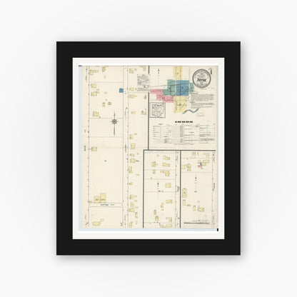 Old map wall art mockup — black gallery frame with white mat — Sanborn Fire Insurance Map from Payne, Paulding County, Ohio (1913) - Complete Map Set