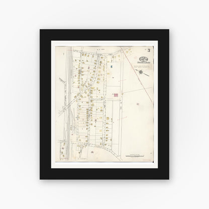 Old map wall art mockup — black gallery frame with white mat — Sanborn Fire Insurance Map from Hampton, Hunterdon County, New Jersey (1936), Sheet #0003