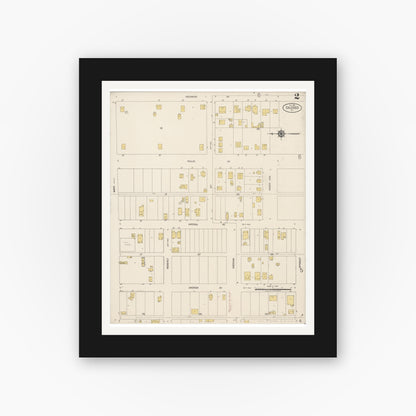 Old map wall art mockup — black gallery frame with white mat — Sanborn Fire Insurance Map from Calexico, Imperial County, California (1920), Sheet #0002