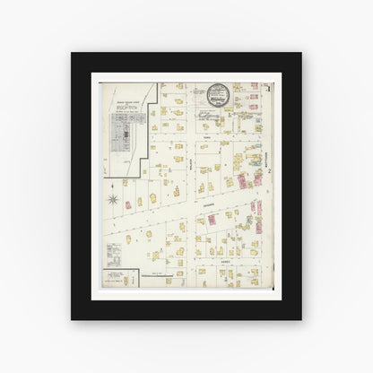 Old map wall art mockup — black gallery frame with white mat — Sanborn Fire Insurance Map from Bronson, Branch County, Michigan (1897) - Complete Map Set