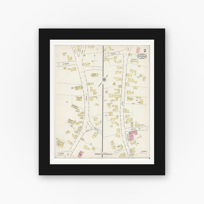 Old map wall art mockup — black gallery frame with white mat — Sanborn Fire Insurance Map from Chatham, Barnstable County, Massachusetts (1915), Sheet #0002