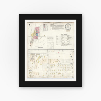 Old map wall art mockup — black gallery frame with white mat — Sanborn Fire Insurance Map from Taft, San Patricio County, Texas (1942) - Complete Map Set