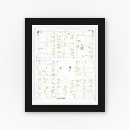 Old map wall art mockup — black gallery frame with white mat — Sanborn Fire Insurance Map from Taylorsville, Muskingum County, Ohio (1946), Sheet #0003