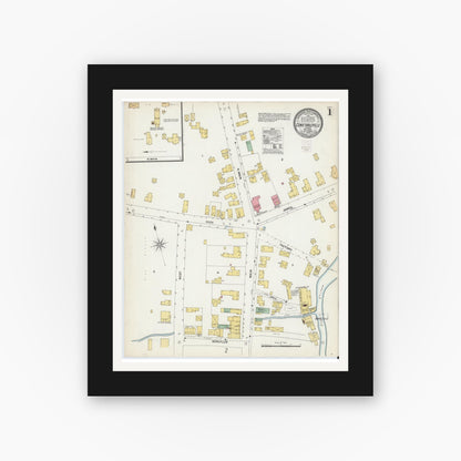 Old map wall art mockup — black gallery frame with white mat — Sanborn Fire Insurance Map from Constableville, Lewis County, New York (1902), Sheet #0001
