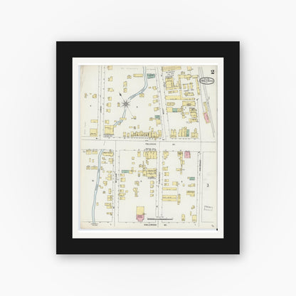 Old map wall art mockup — black gallery frame with white mat — Sanborn Fire Insurance Map from Englewood, Bergen County, New Jersey (1896), Sheet #0002
