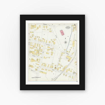 Old map wall art mockup — black gallery frame with white mat — Sanborn Fire Insurance Map from Stoneham, Middlesex County, Massachusetts (1903), Sheet #0006