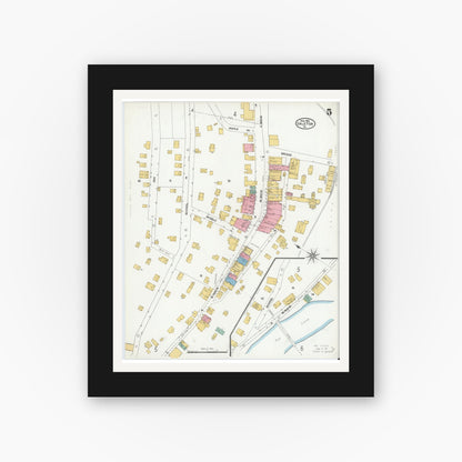 Old map wall art mockup — black gallery frame with white mat — Sanborn Fire Insurance Map from Galeton, Potter County, Pennsylvania (1905), Sheet #0005