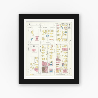 Old map wall art mockup — black gallery frame with white mat — Sanborn Fire Insurance Map from Beloit, Rock County, Wisconsin (1926), Sheet #0004