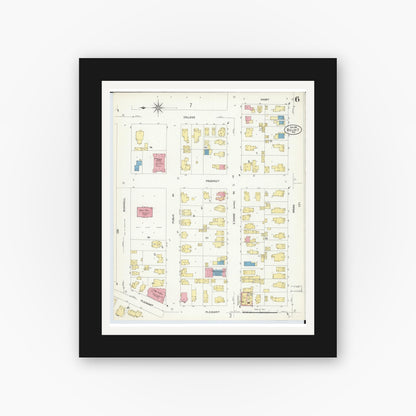 Old map wall art mockup — black gallery frame with white mat — Sanborn Fire Insurance Map from Beloit, Rock County, Wisconsin (1908), Sheet #0006