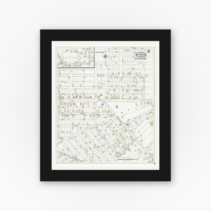 Old map wall art mockup — black gallery frame with white mat — Sanborn Fire Insurance Map from Belle Vernon, Fayette County, Pennsylvania (1918), Sheet #0008