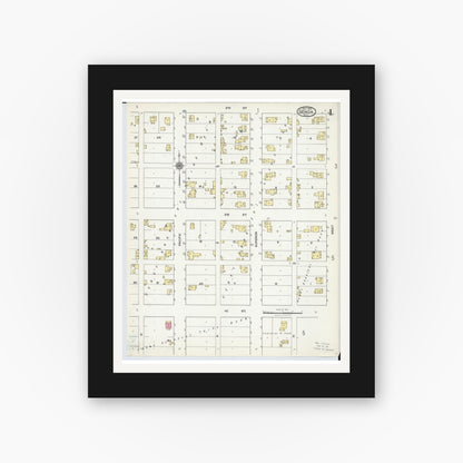 Old map wall art mockup — black gallery frame with white mat — Sanborn Fire Insurance Map from Genoa, Ottawa County, Ohio (1920), Sheet #0004