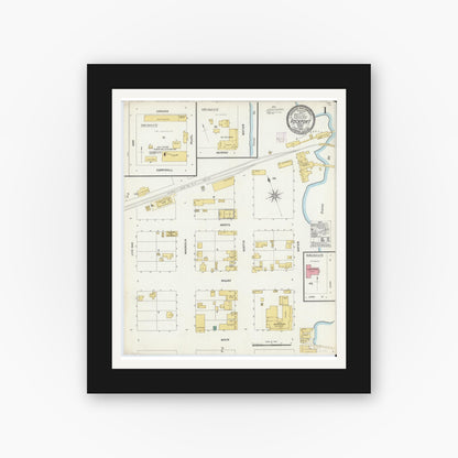 Old map wall art mockup — black gallery frame with white mat — Sanborn Fire Insurance Map from Rockport, Aransas County, Texas (1906) - Complete Map Set