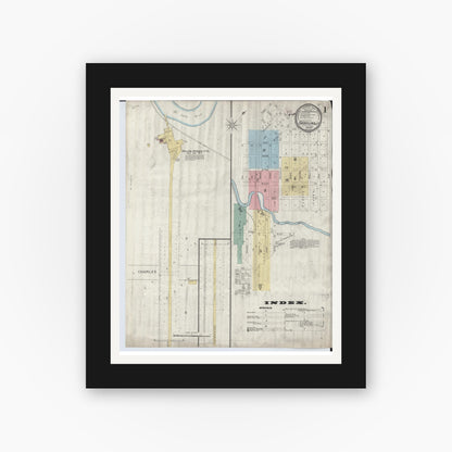 Old map wall art mockup — black gallery frame with white mat — Sanborn Fire Insurance Map from Grayling, Crawford County, Michigan (1894) - Complete Map Set