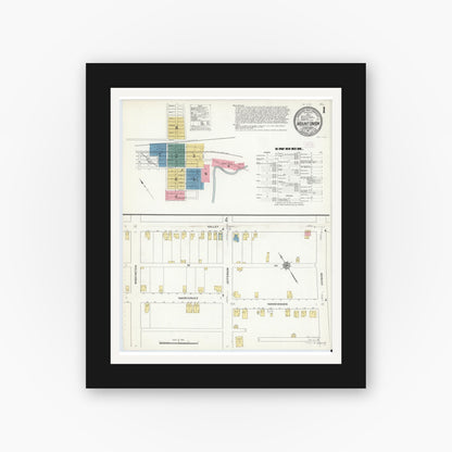 Old map wall art mockup — black gallery frame with white mat — Sanborn Fire Insurance Map from Mount Union, Huntingdon County, Pennsylvania (1911) - Complete Map Set