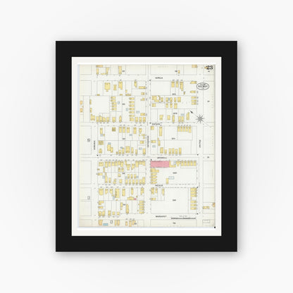 Old map wall art mockup — black gallery frame with white mat — Sanborn Fire Insurance Map from Key West, Monroe County, Florida (1899), Sheet #0023