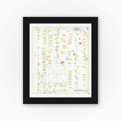 Old map wall art mockup — black gallery frame with white mat — Sanborn Fire Insurance Map from Saint Marys, Elk County, Pennsylvania (1909), Sheet #0006