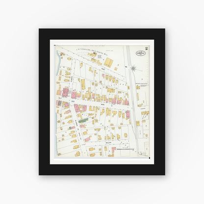 Old map wall art mockup — black gallery frame with white mat — Sanborn Fire Insurance Map from Cedarville, Greene County, Ohio (1901), Sheet #0002