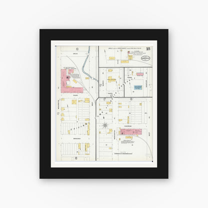 Old map wall art mockup — black gallery frame with white mat — Sanborn Fire Insurance Map from Kankakee, Kankakee County, Illinois (1901), Sheet #0018