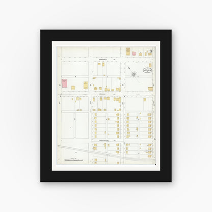 Old map wall art mockup — black gallery frame with white mat — Sanborn Fire Insurance Map from Windber, Somerset County, Pennsylvania (1904), Sheet #0003