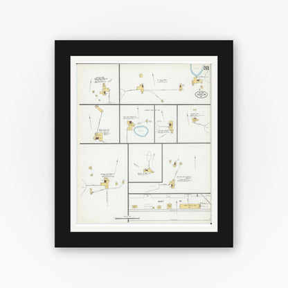 Old map wall art mockup — black gallery frame with white mat — Sanborn Fire Insurance Map from Joplin, Jasper County, Missouri (1900), Sheet #0031