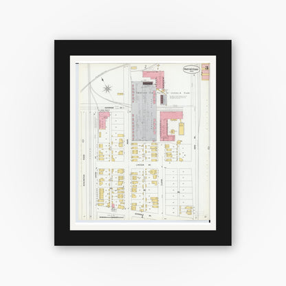 Old map wall art mockup — black gallery frame with white mat — Sanborn Fire Insurance Map from Martins Ferry, Belmont County, Ohio (1900), Sheet #0003