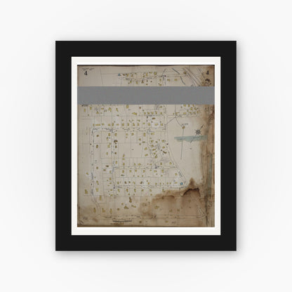 Old map wall art mockup — black gallery frame with white mat — Sanborn Fire Insurance Map from Cohasset, Norfolk County, Massachusetts (1963), Sheet #0004