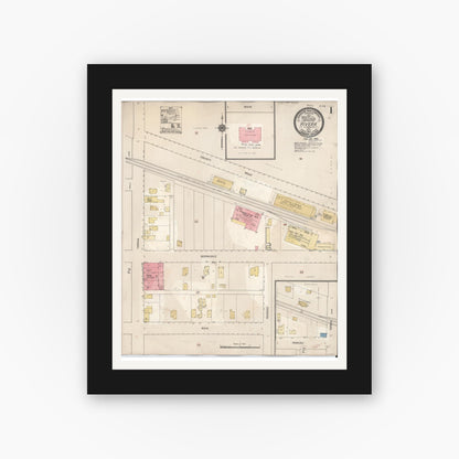 Old map wall art mockup — black gallery frame with white mat — Sanborn Fire Insurance Map from Rivera, Los Angeles County, California (1929) - Complete Map Set