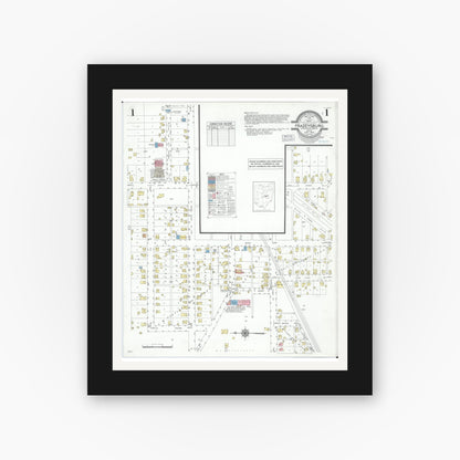 Old map wall art mockup — black gallery frame with white mat — Sanborn Fire Insurance Map from Frazeysburg, Muskingum County, Ohio (1950) - Complete Map Set