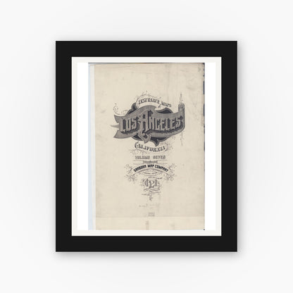 Old map wall art mockup — black gallery frame with white mat — Sanborn Fire Insurance Map from Los Angeles, Los Angeles County, California (1921), Sheet #0001
