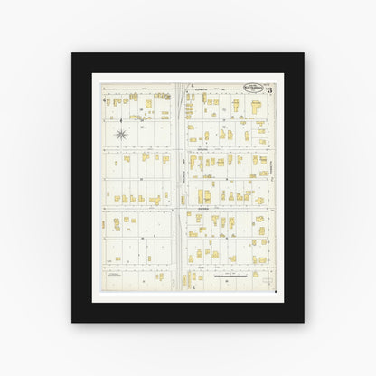Old map wall art mockup — black gallery frame with white mat — Sanborn Fire Insurance Map from West Palm Beach, Dade County, Florida (1903), Sheet #0003