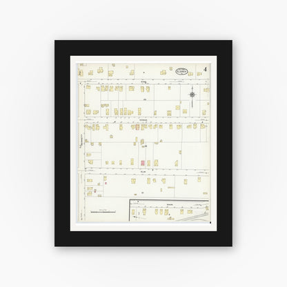 Old map wall art mockup — black gallery frame with white mat — Sanborn Fire Insurance Map from Eldred, McKean County, Pennsylvania (1909), Sheet #0004