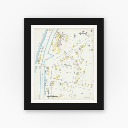Old map wall art mockup — black gallery frame with white mat — Sanborn Fire Insurance Map from Bound Brook, Somerset County, New Jersey (1895), Sheet #0003