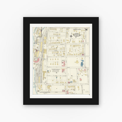 Old map wall art mockup — black gallery frame with white mat — Sanborn Fire Insurance Map from Saint Augustine, Saint John's County, Florida (1917), Sheet #0016