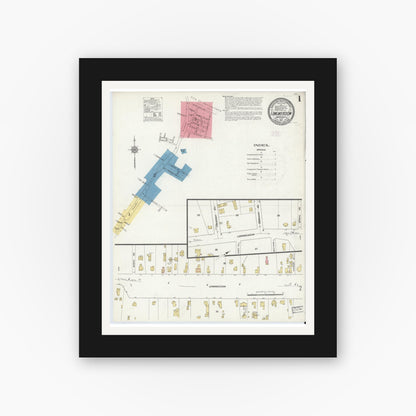 Old map wall art mockup — black gallery frame with white mat — Sanborn Fire Insurance Map from Longmeadow, Hampden County, Massachusetts (1911) - Complete Map Set