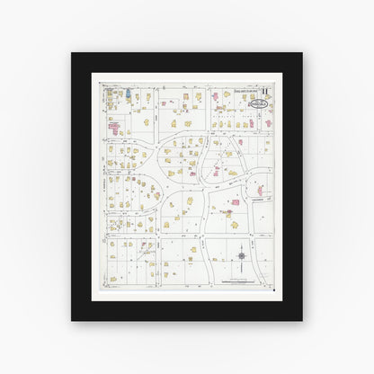 Old map wall art mockup — black gallery frame with white mat — Sanborn Fire Insurance Map from Hinsdale, Du Page And Cook Counties, Illinois (1919), Sheet #0011