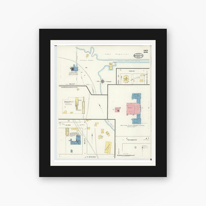 Old map wall art mockup — black gallery frame with white mat — Sanborn Fire Insurance Map from Marquette, Marquette County, Michigan (1917), Sheet #0022