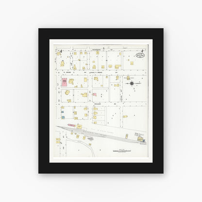 Old map wall art mockup — black gallery frame with white mat — Sanborn Fire Insurance Map from Salem, Dent County, Missouri (1924), Sheet #0004