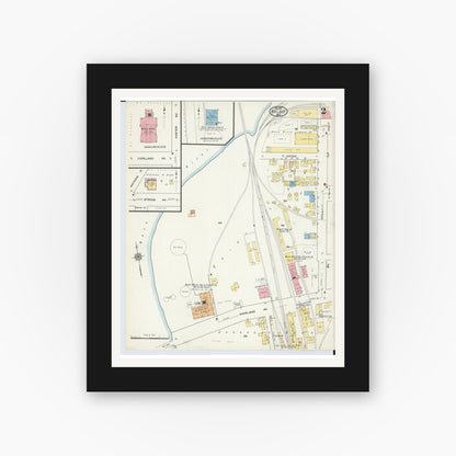 Old map wall art mockup — black gallery frame with white mat — Sanborn Fire Insurance Map from Beloit, Rock County, Wisconsin (1915), Sheet #0002