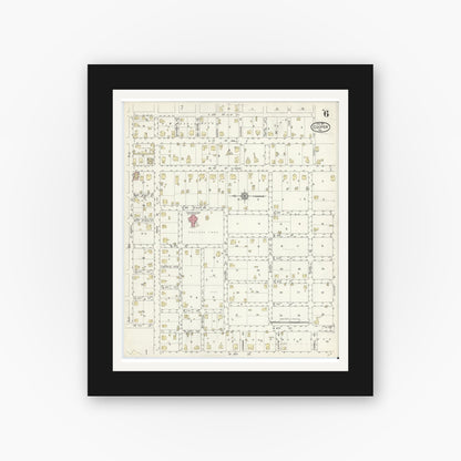 Old map wall art mockup — black gallery frame with white mat — Sanborn Fire Insurance Map from Cooper, Delta County, Texas (1914), Sheet #0006