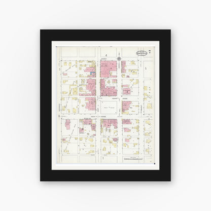 Old map wall art mockup — black gallery frame with white mat — Sanborn Fire Insurance Map from Winchester, Scott County, Illinois (1914), Sheet #0007
