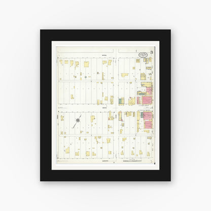 Old map wall art mockup — black gallery frame with white mat — Sanborn Fire Insurance Map from Uvalde, Uvalde County, Texas (1910), Sheet #0003