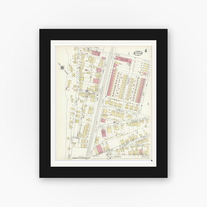 Old map wall art mockup — black gallery frame with white mat — Sanborn Fire Insurance Map from Natrona, Allegheny County, Pennsylvania (1912), Sheet #0004