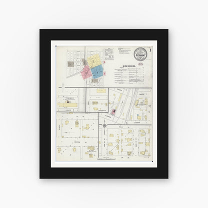 Old map wall art mockup — black gallery frame with white mat — Sanborn Fire Insurance Map from Altamont, Effingham County, Illinois (1911) - Complete Map Set