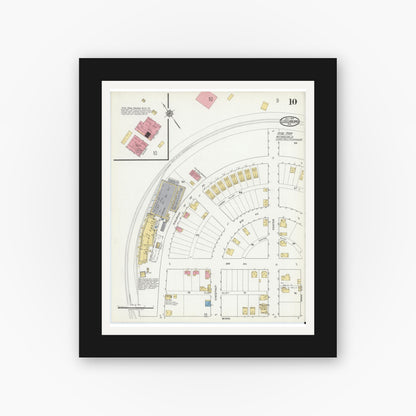 Old map wall art mockup — black gallery frame with white mat — Sanborn Fire Insurance Map from Leechburg, Armstrong County, Pennsylvania (1919), Sheet #0010