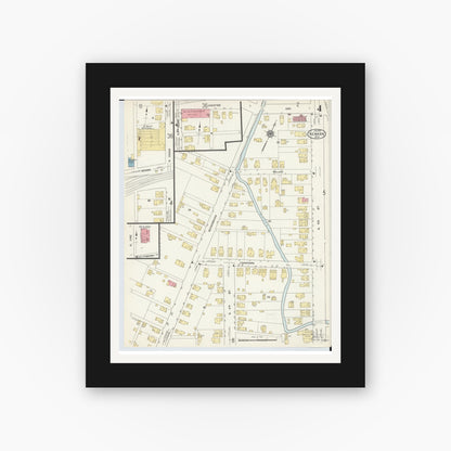 Old map wall art mockup — black gallery frame with white mat — Sanborn Fire Insurance Map from Newark, Licking County, Ohio (1912), Sheet #0004