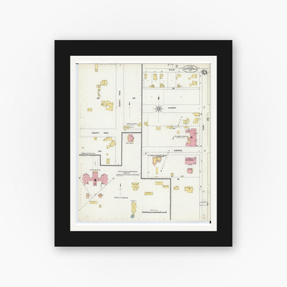Old map wall art mockup — black gallery frame with white mat — Sanborn Fire Insurance Map from Chippewa Falls, Chippewa County, Wisconsin (1903), Sheet #0013