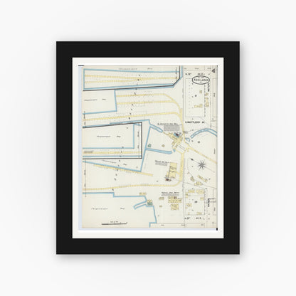 Old map wall art mockup — black gallery frame with white mat — Sanborn Fire Insurance Map from Ashland, Ashland County, Wisconsin (1890), Sheet #0004