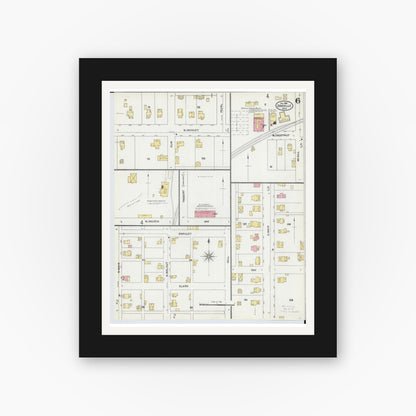 Old map wall art mockup — black gallery frame with white mat — Sanborn Fire Insurance Map from Orrville, Wayne County, Ohio (1904), Sheet #0006